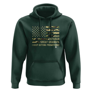 Father's Day Hoodie Dad Veteran Great Grandpa I keep Getting Promotions American Flag TS11 Dark Forest Green Print Your Wear