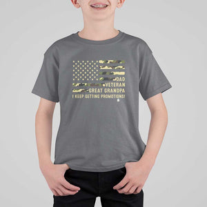 Father's Day T Shirt For Kid Dad Veteran Great Grandpa I keep Getting Promotions American Flag TS11 Charcoal Print Your Wear