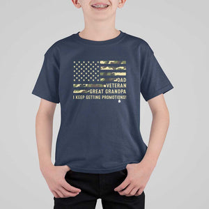 Father's Day T Shirt For Kid Dad Veteran Great Grandpa I keep Getting Promotions American Flag TS11 Navy Print Your Wear