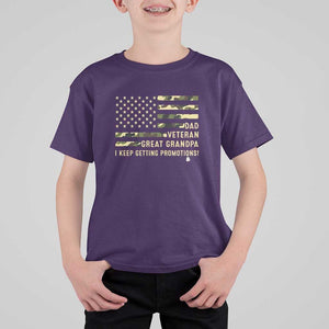 Father's Day T Shirt For Kid Dad Veteran Great Grandpa I keep Getting Promotions American Flag TS11 Purple Print Your Wear