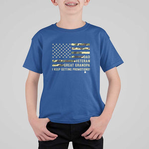 Father's Day T Shirt For Kid Dad Veteran Great Grandpa I keep Getting Promotions American Flag TS11 Royal Blue Print Your Wear