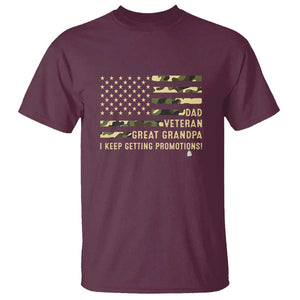 Father's Day T Shirt Dad Veteran Great Grandpa I keep Getting Promotions American Flag TS11 Maroon Print Your Wear