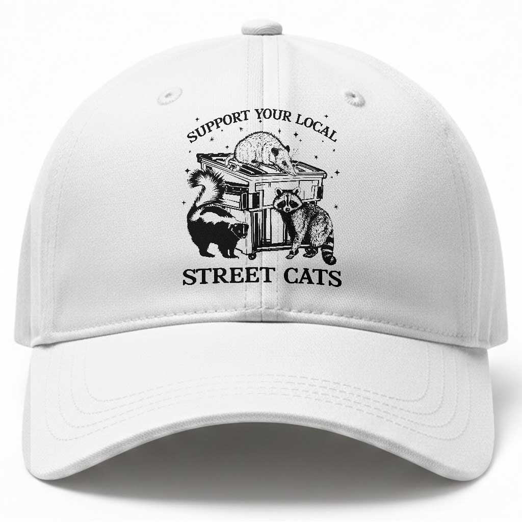 Support Your Local Street Cats Funny Raccoon Opossum Skunk Animal Lover Baseball Cap