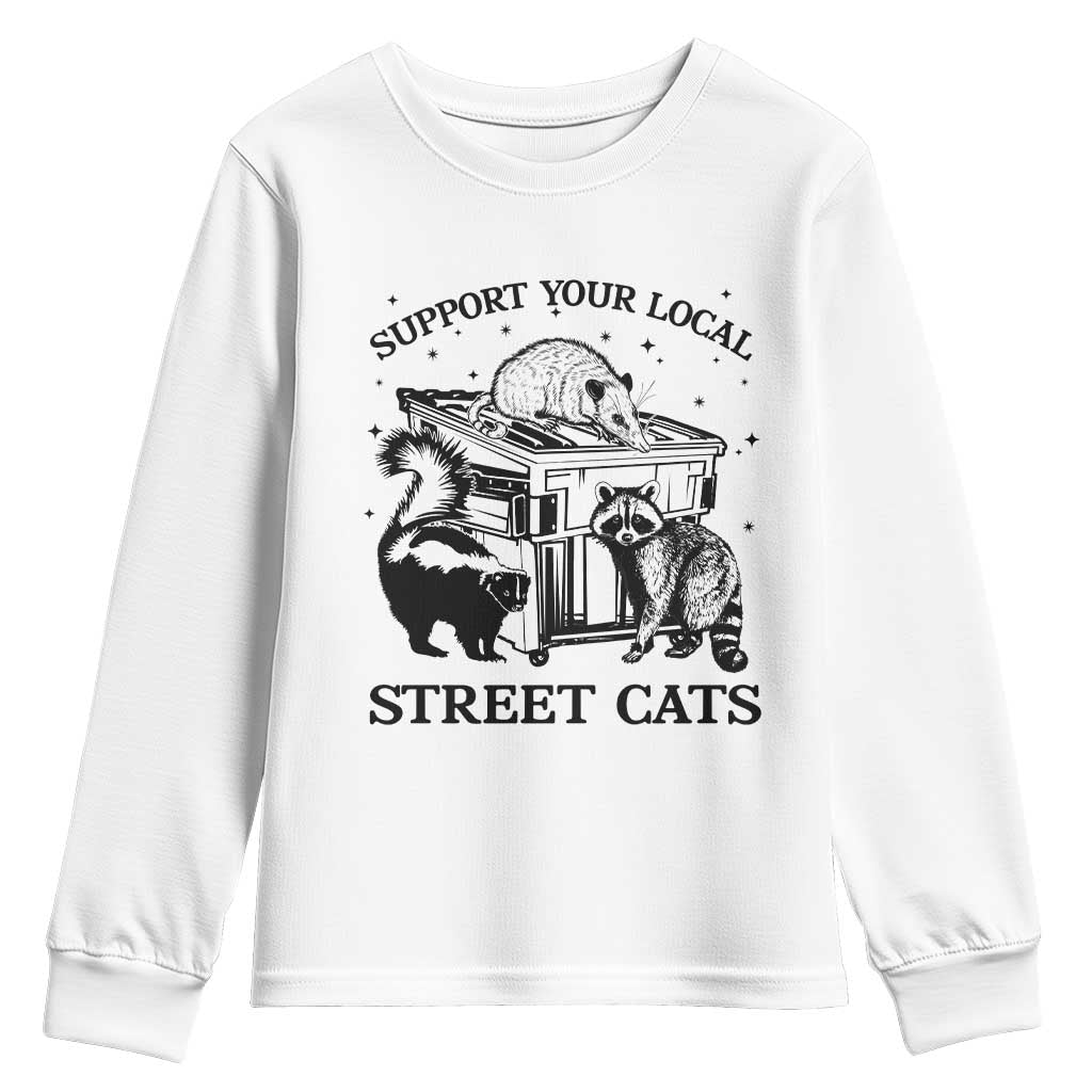 Support Your Local Street Cats Funny Raccoon Opossum Skunk Animal Lover Youth Sweatshirt