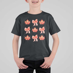 Happy Canada Day T Shirt For Kid Coquette Orange Bows Maple Leaf TS11 Black Print Your Wear