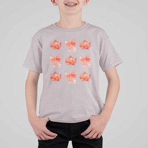 Happy Canada Day T Shirt For Kid Coquette Orange Bows Maple Leaf TS11 Ice Gray Print Your Wear