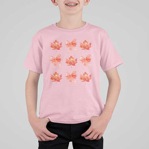 Happy Canada Day T Shirt For Kid Coquette Orange Bows Maple Leaf TS11 Light Pink Print Your Wear