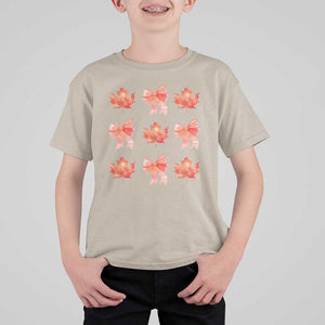 Happy Canada Day T Shirt For Kid Coquette Orange Bows Maple Leaf TS11 Sand Print Your Wear