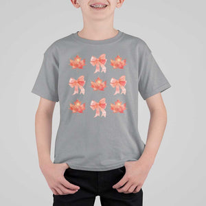 Happy Canada Day T Shirt For Kid Coquette Orange Bows Maple Leaf TS11 Sport Gray Print Your Wear