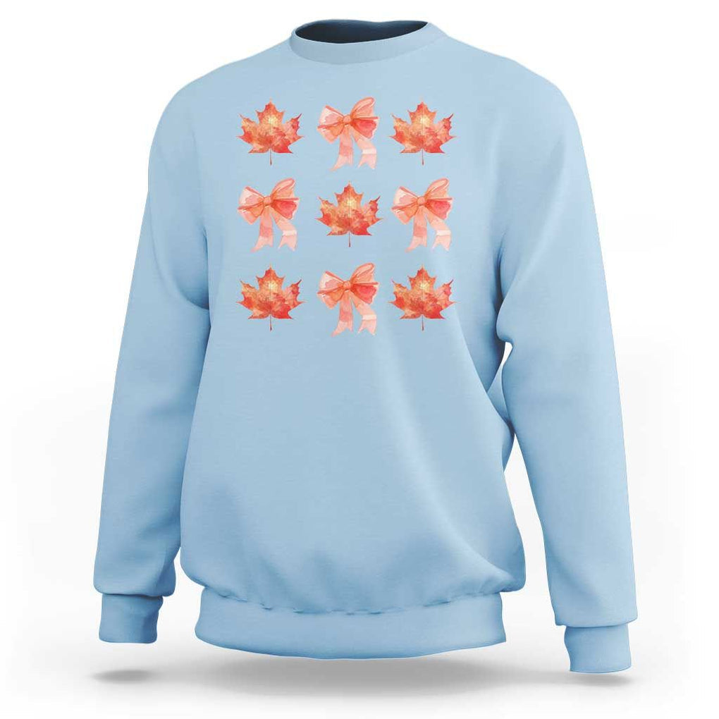 Happy Canada Day Sweatshirt Coquette Orange Bows Maple Leaf TS11 Light Blue Print Your Wear