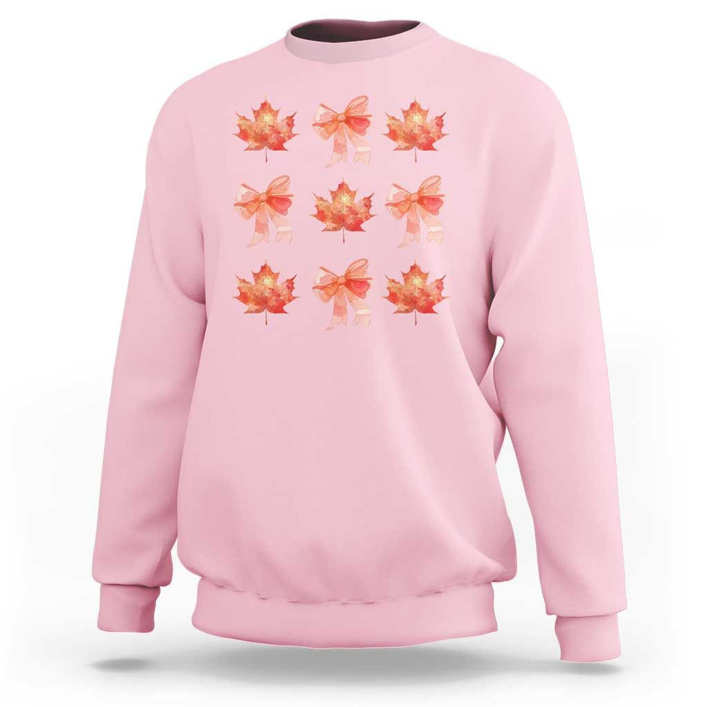 Happy Canada Day Sweatshirt Coquette Orange Bows Maple Leaf TS11 Light Pink Print Your Wear