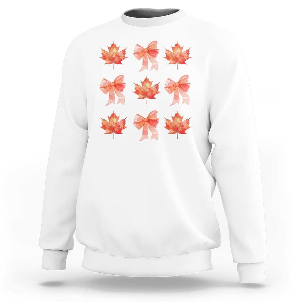 Happy Canada Day Sweatshirt Coquette Orange Bows Maple Leaf TS11 White Print Your Wear