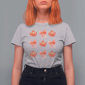 Happy Canada Day T Shirt For Women Coquette Orange Bows Maple Leaf TS11 Ice Gray Print Your Wear