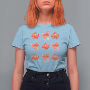 Happy Canada Day T Shirt For Women Coquette Orange Bows Maple Leaf TS11 Light Blue Print Your Wear