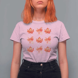 Happy Canada Day T Shirt For Women Coquette Orange Bows Maple Leaf TS11 Light Pink Print Your Wear