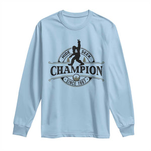 Bigfoot Lover Long Sleeve Shirt Hide And Seek Champion Vintage Sasquatch TS11 Light Blue Print Your Wear