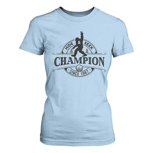 Bigfoot Lover T Shirt For Women Hide And Seek Champion Vintage Sasquatch TS11 Light Blue Print Your Wear