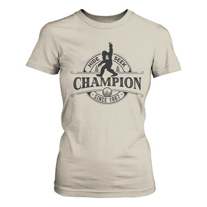 Bigfoot Lover T Shirt For Women Hide And Seek Champion Vintage Sasquatch TS11 Sand Print Your Wear