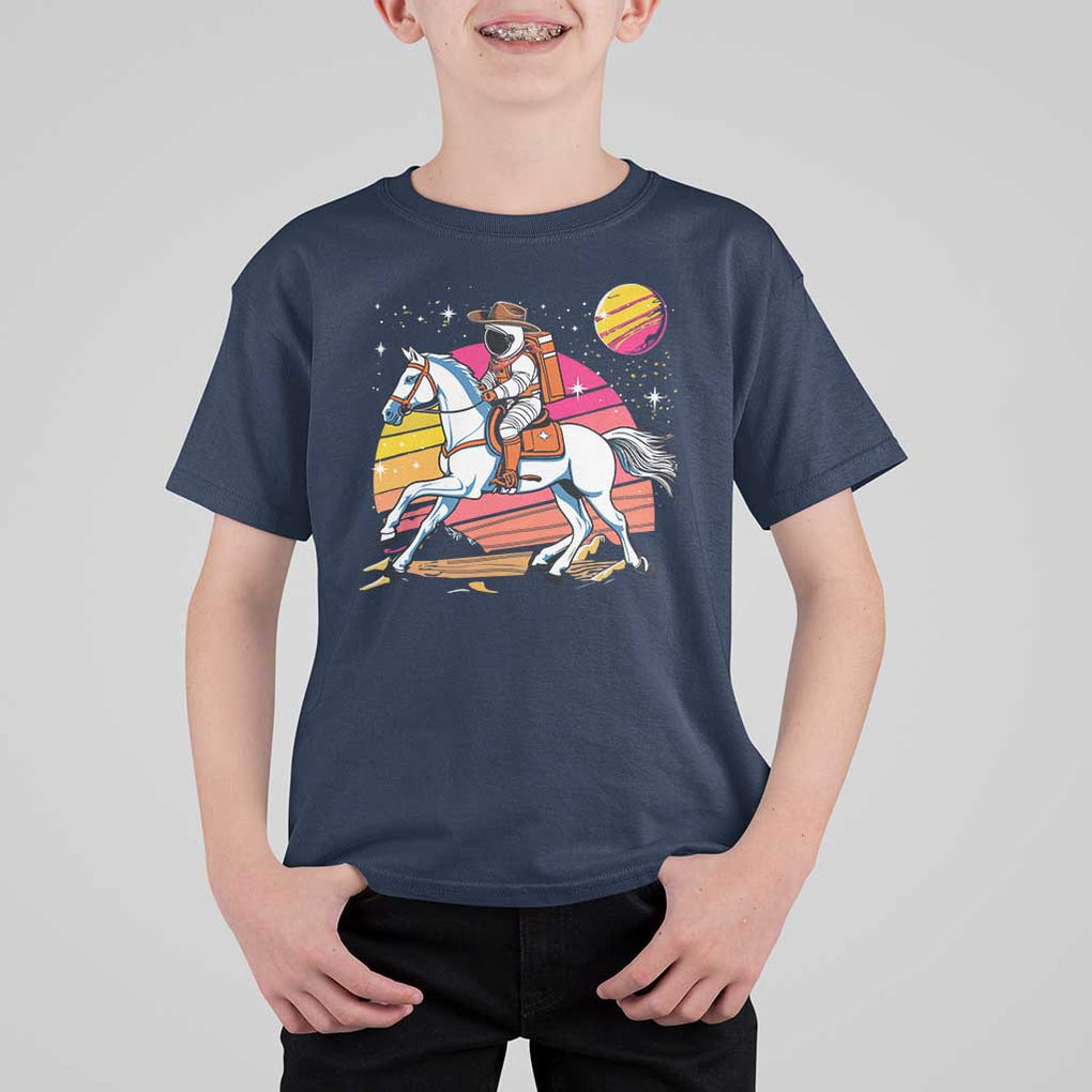Astronaut Cowboy T Shirt For Kid Spaceman Planets Space Galaxy Western Style TS11 Navy Print Your Wear