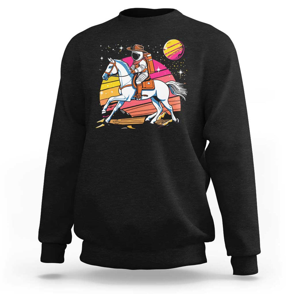 Astronaut Cowboy Sweatshirt Spaceman Planets Space Galaxy Western Style TS11 Black Print Your Wear