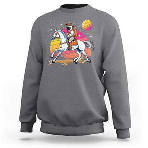 Astronaut Cowboy Sweatshirt Spaceman Planets Space Galaxy Western Style TS11 Charcoal Print Your Wear