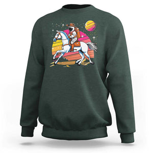 Astronaut Cowboy Sweatshirt Spaceman Planets Space Galaxy Western Style TS11 Dark Forest Green Print Your Wear