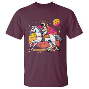 Astronaut Cowboy T Shirt Spaceman Planets Space Galaxy Western Style TS11 Maroon Print Your Wear