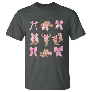 Cowgirl Coquette T Shirt Pink Bow Cowboy Hat Boots Western Country TS11 Dark Heather Print Your Wear