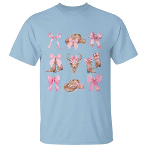 Cowgirl Coquette T Shirt Pink Bow Cowboy Hat Boots Western Country TS11 Light Blue Print Your Wear