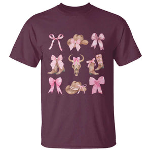 Cowgirl Coquette T Shirt Pink Bow Cowboy Hat Boots Western Country TS11 Maroon Print Your Wear