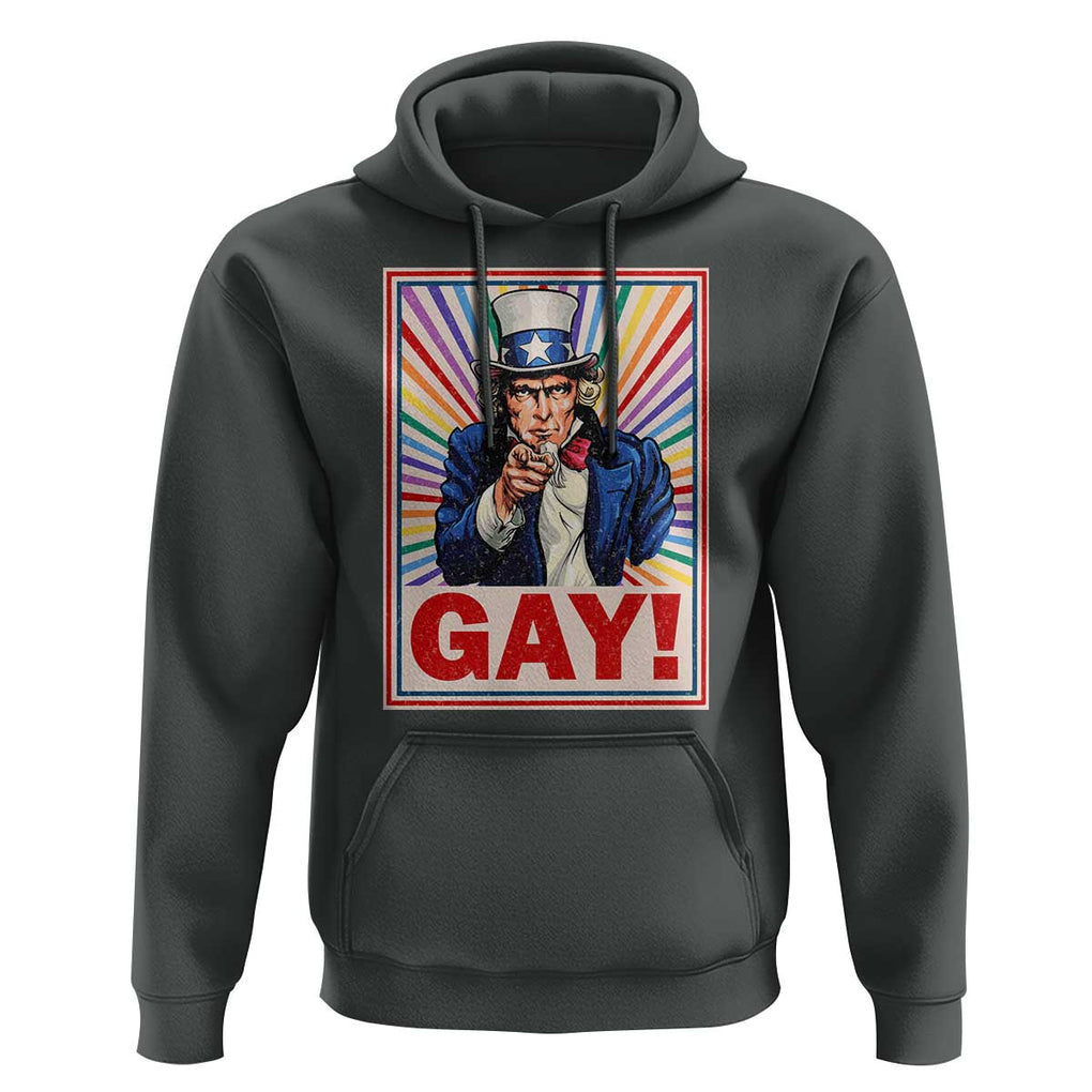 Funny LGBT Hoodie Gay Uncle Sam Ally Pride Month TS11 Dark Heather Print Your Wear