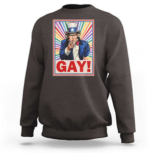 Funny LGBT Sweatshirt Gay Uncle Sam Ally Pride Month TS11 Dark Chocolate Print Your Wear