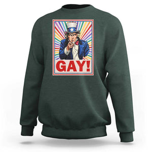 Funny LGBT Sweatshirt Gay Uncle Sam Ally Pride Month TS11 Dark Forest Green Print Your Wear