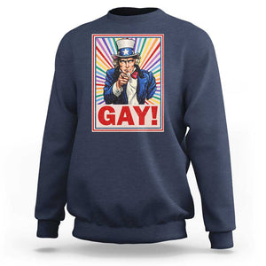 Funny LGBT Sweatshirt Gay Uncle Sam Ally Pride Month TS11 Navy Print Your Wear