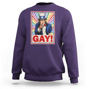 Funny LGBT Sweatshirt Gay Uncle Sam Ally Pride Month TS11 Purple Print Your Wear