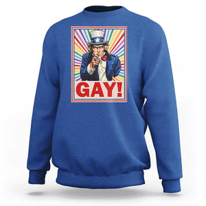 Funny LGBT Sweatshirt Gay Uncle Sam Ally Pride Month TS11 Royal Blue Print Your Wear