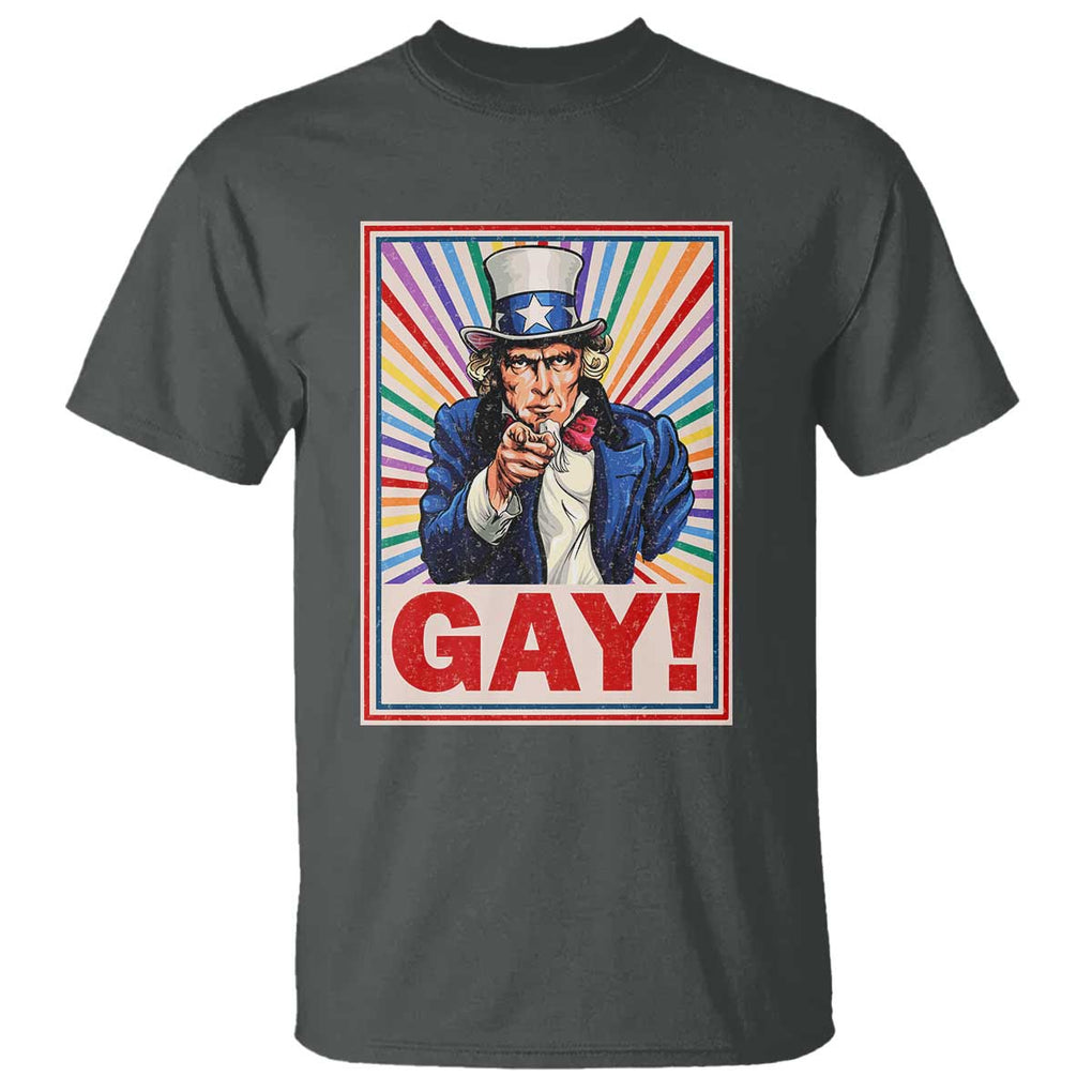 Funny LGBT T Shirt Gay Uncle Sam Ally Pride Month TS11 Dark Heather Print Your Wear