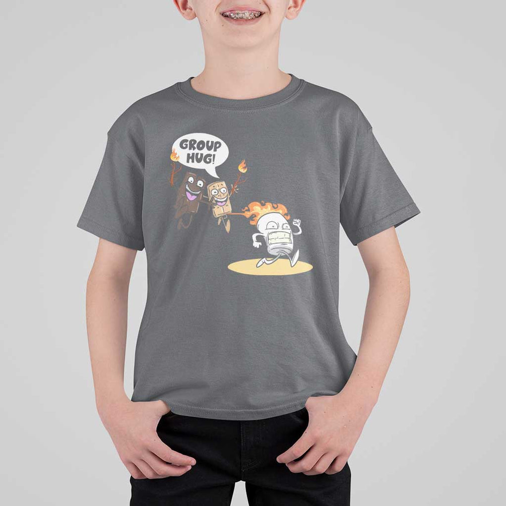 Funny Camping T Shirt For Kid Group Hug S'more Roasting Outdoor TS11 Charcoal Print Your Wear