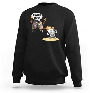 Funny Camping Sweatshirt Group Hug S'more Roasting Outdoor TS11 Black Print Your Wear