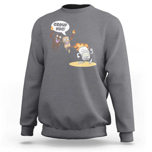 Funny Camping Sweatshirt Group Hug S'more Roasting Outdoor TS11 Charcoal Print Your Wear