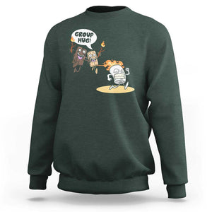 Funny Camping Sweatshirt Group Hug S'more Roasting Outdoor TS11 Dark Forest Green Print Your Wear