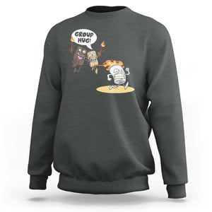 Funny Camping Sweatshirt Group Hug S'more Roasting Outdoor TS11 Dark Heather Print Your Wear