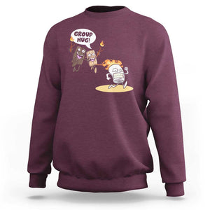 Funny Camping Sweatshirt Group Hug S'more Roasting Outdoor TS11 Maroon Print Your Wear