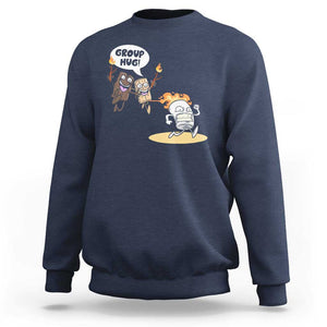 Funny Camping Sweatshirt Group Hug S'more Roasting Outdoor TS11 Navy Print Your Wear