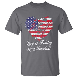 Baseball T Shirt Love Of Country And Base Ball Vintage Heart USA Flag TS11 Charcoal Print Your Wear