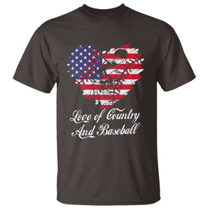 Baseball T Shirt Love Of Country And Base Ball Vintage Heart USA Flag TS11 Dark Chocolate Print Your Wear