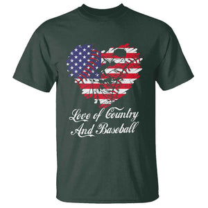 Baseball T Shirt Love Of Country And Base Ball Vintage Heart USA Flag TS11 Dark Forest Green Print Your Wear