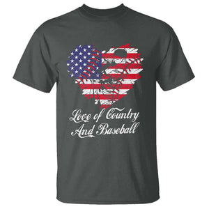 Baseball T Shirt Love Of Country And Base Ball Vintage Heart USA Flag TS11 Dark Heather Print Your Wear