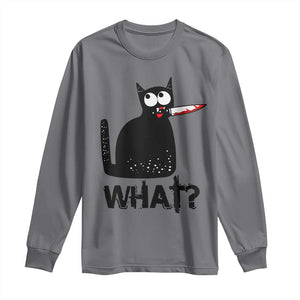 Funny Black Cat Long Sleeve Shirt What Kitten Murderous TS11 Charcoal Print Your Wear