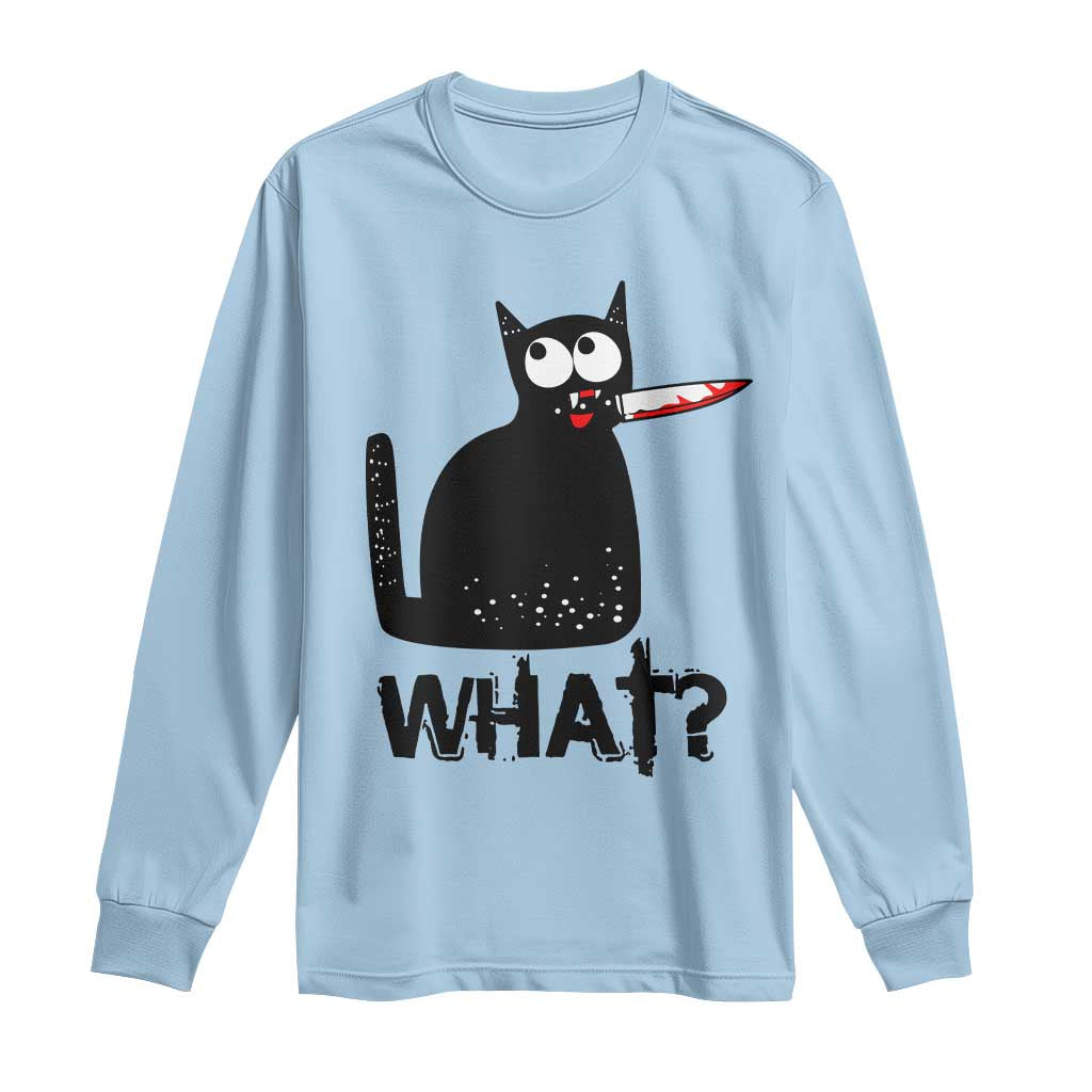 Funny Black Cat Long Sleeve Shirt What Kitten Murderous TS11 Light Blue Print Your Wear